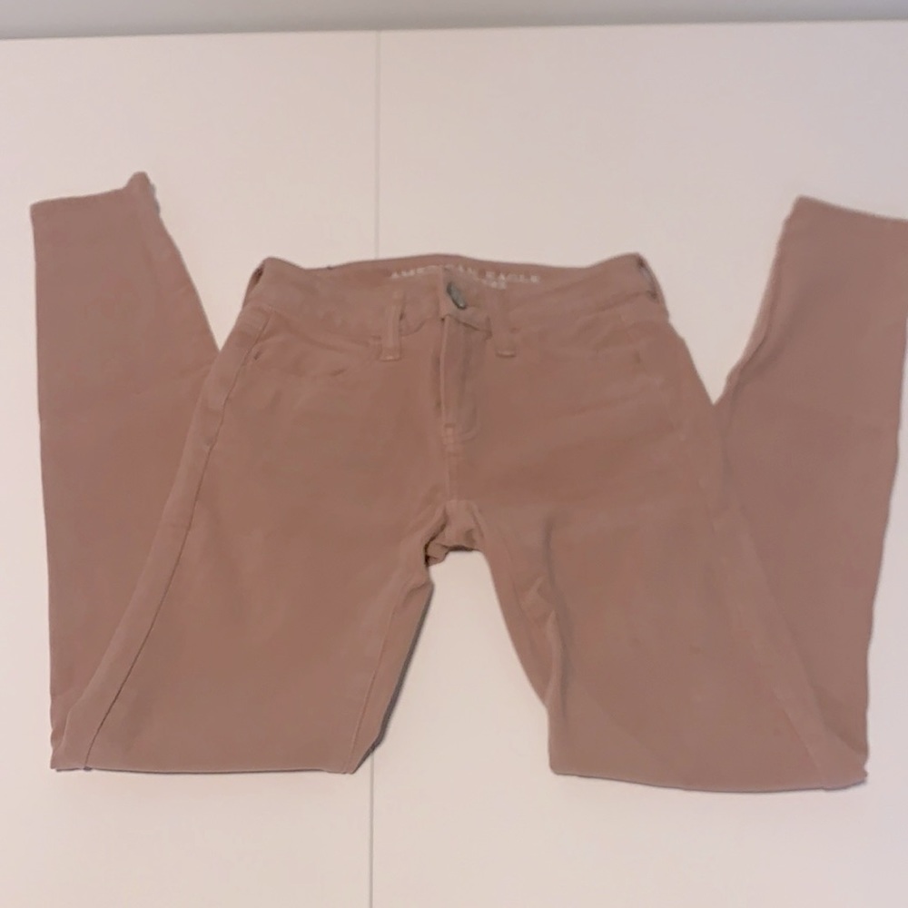 American Eagle Sateen Jeggings 00 Blush Pink RARE